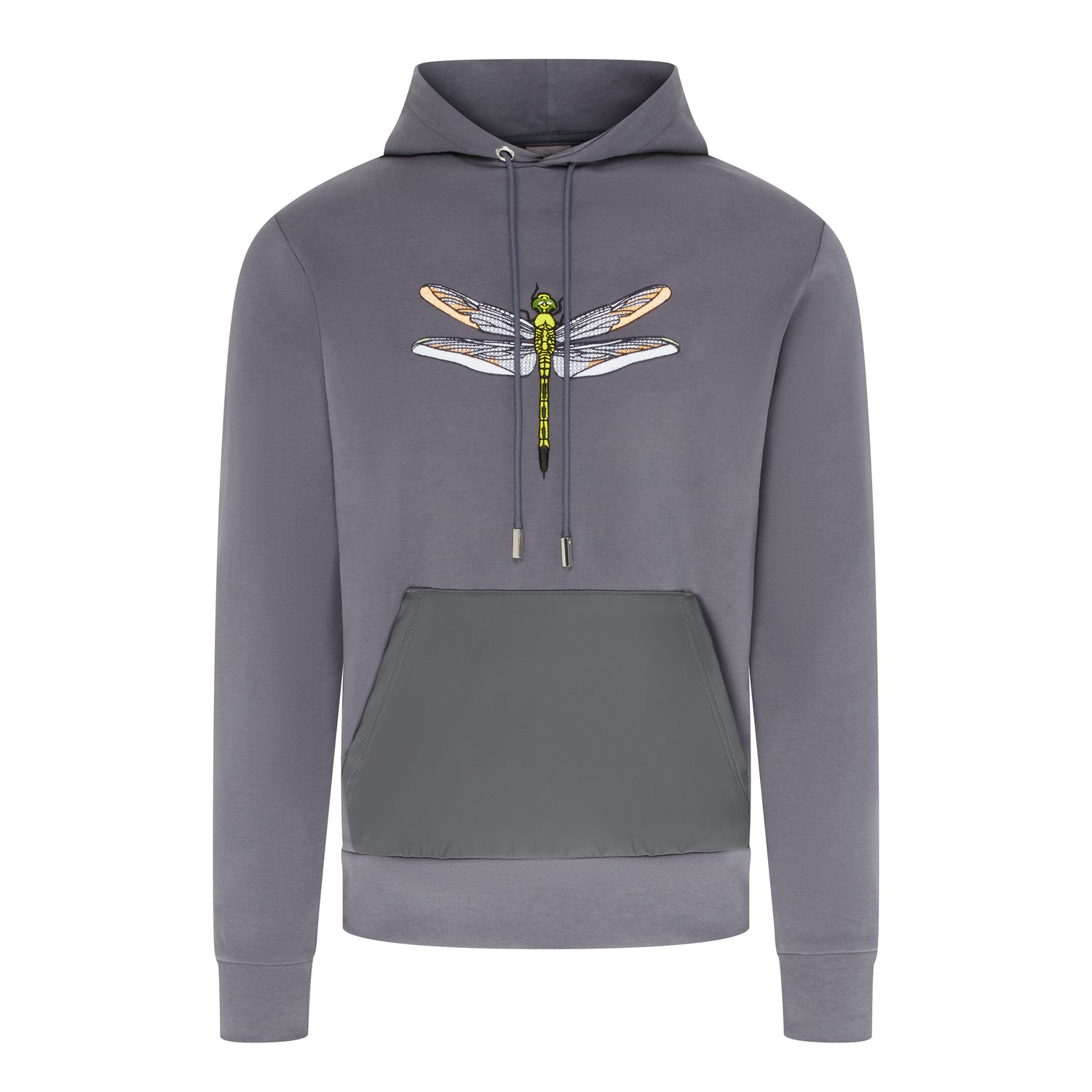 Dragonfly Embroidery Hoodie - Grey